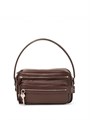 ACNE STUDIOS сумка Small Camero гладкая коричневая кожа серебро маленькая СК-01376
