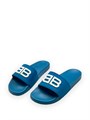 BALENCIAGA шлепанцы синие с белым рельефным лого ОЛ-2420