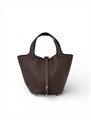 HERMES Picotin 18 см сумка шоколадная серебро СК-01202
