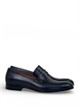 SANTONI туфли гладка синяя кожа с перемычкой ОК-01084