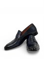 SANTONI туфли гладка синяя кожа с перемычкой ОК-01084