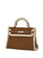 HERMES сумка Kelly 35 см кэмел меховая серебро СК-00764
