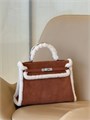 HERMES сумка Kelly 35 см кэмел меховая серебро СК-00764