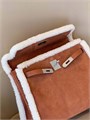HERMES сумка Kelly 35 см кэмел меховая серебро СК-00764