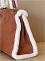 HERMES сумка Kelly 35 см кэмел меховая серебро СК-00764