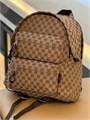 GUCCI Рюкзак тканевый бежевый монограмма с двумя наружными горизонтальными карманами на молнии РК-2647