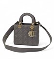 DIOR LADY сумка 20 см гладкая кожа серая золото СК-01162