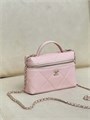 CHANEL сумка розовая с ручкой кожа икра крупная клетка золото СК-01258