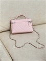 CHANEL сумка розовая с ручкой кожа икра крупная клетка золото СК-01258