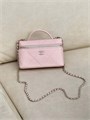 CHANEL сумка розовая с ручкой кожа икра крупная клетка золото СК-01258