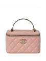 CHANEL сумка Vanity с металлической ручкой кожа икра розовая золото СК-01262