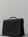 HERMES Портфель крокодил черный с клапаном с замком на двух лямках ПР-1559