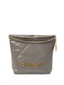 CHANEL Сумка 22 mini в клетку гладкая кожа серая СК-01362