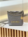 CHANEL Сумка 22 mini в клетку гладкая кожа серая СК-01362
