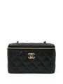CHANEL сумка Vanity кожа икра черная средний логотип золото СК-01269