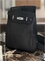 HERMES слинг черный с 2 хлястиками и фирменным замком большой СЛ-2177