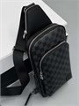 LV слинг Avenue канва серая шашка с большим передним карманом и кожаной нашивкой СЛ-2099