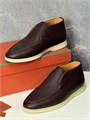 LORO PIANA лоферы высокие кожа коричневая на белой подошве ОК-2200