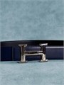 HERMES ремень двухсторонний гладкая кожа черно синий сьемная пряжка РМ-00688
