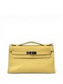 HERMES клатч POCHETTE 22 см желтая кожа свифт серебро СК-01295