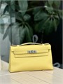HERMES клатч POCHETTE 22 см желтая кожа свифт серебро СК-01295