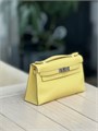 HERMES клатч POCHETTE 22 см желтая кожа свифт серебро СК-01295