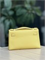 HERMES клатч POCHETTE 22 см желтая кожа свифт серебро СК-01295