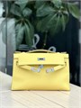 HERMES клатч POCHETTE 22 см желтая кожа свифт серебро СК-01295